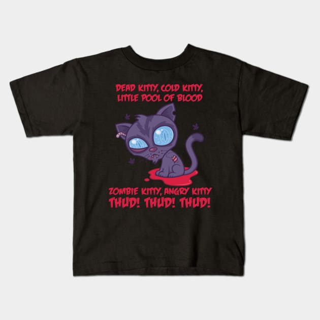 Dead Cold Angry Zombie Kitty Kids T-Shirt by fizzgig